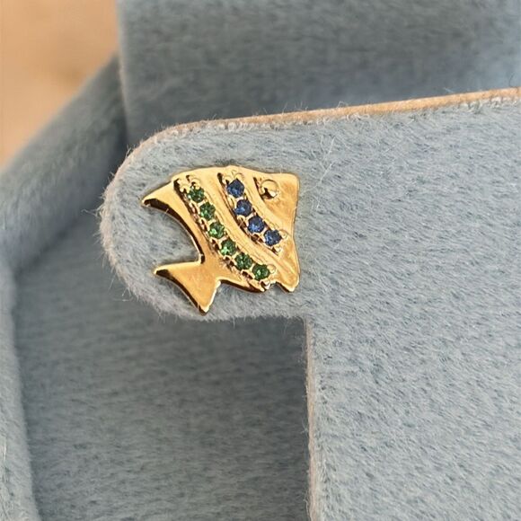 NEW! 925 Sterling Silver Fish Earrings Blue/Green Stones by Neo Relique - Picture 8 of 10